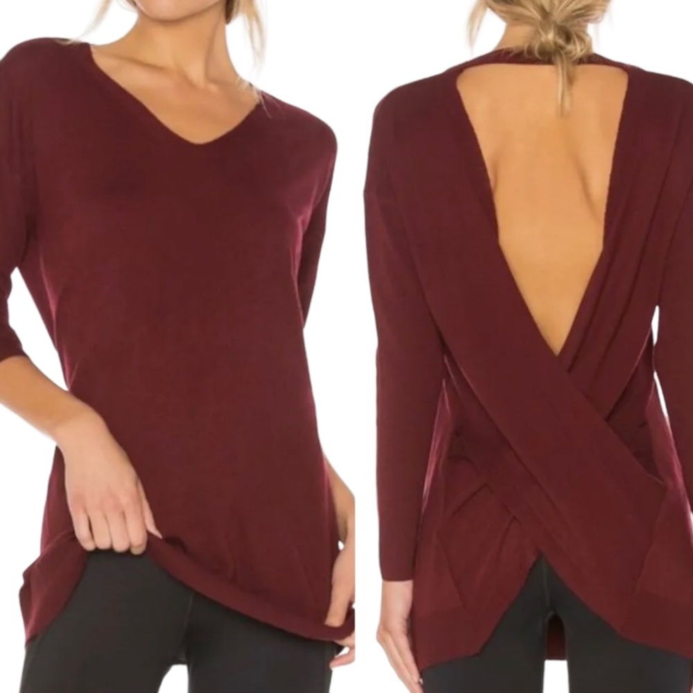 Vimmia Shavasana Reversible Burgundy Sweater Size S NWT